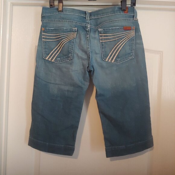 7 For all Mankind Dojo Jorts Womens Shorts Stretch Logo Denim Jean 29 Y2K - Picture 6 of 12